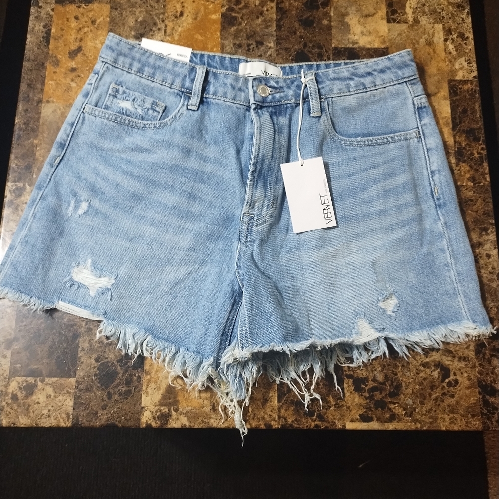 VERVET BY FLYING MONKEY Distressed Blue Jean Shorts